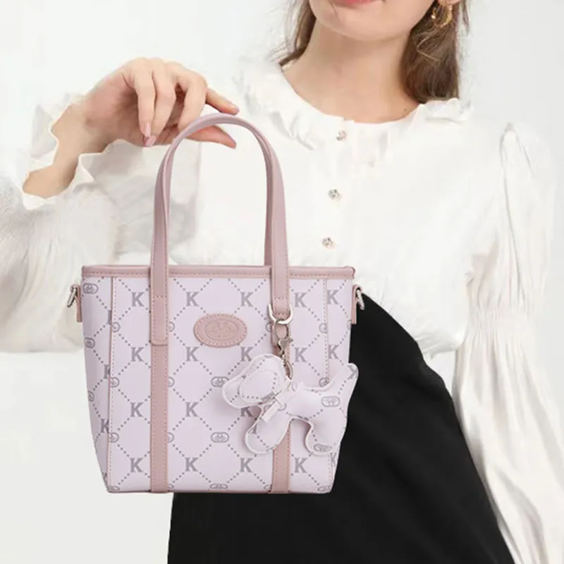 MARKANGARO Synthetic Leather Basket Bag Regular Women's Fresh Look Cream Pink/Glacier Lake Blue-6