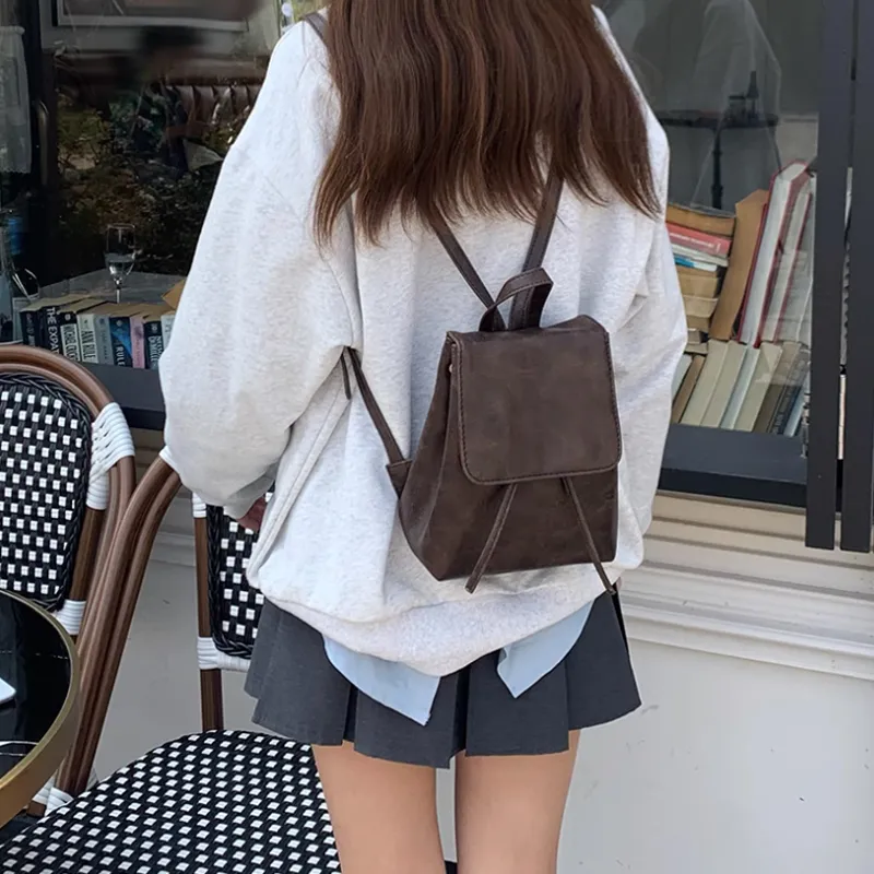 MARKANGARO Synthetic Leather Backpack Small Size Unisex Brown-9