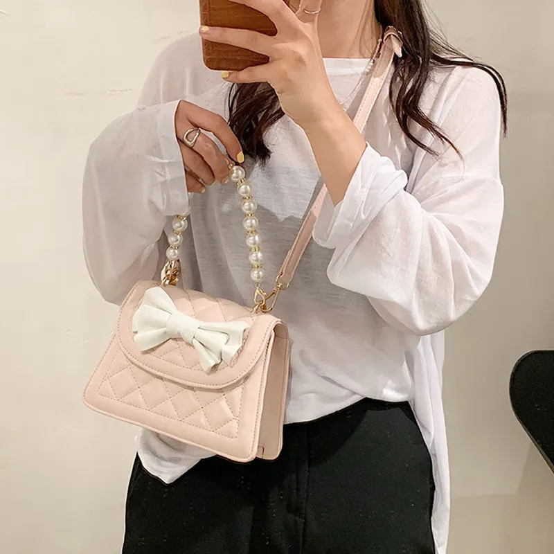 MARKANGARO PU Diamond Pattern Handbag Crossbody Bag Regular Women's White Pink Multicolor-17
