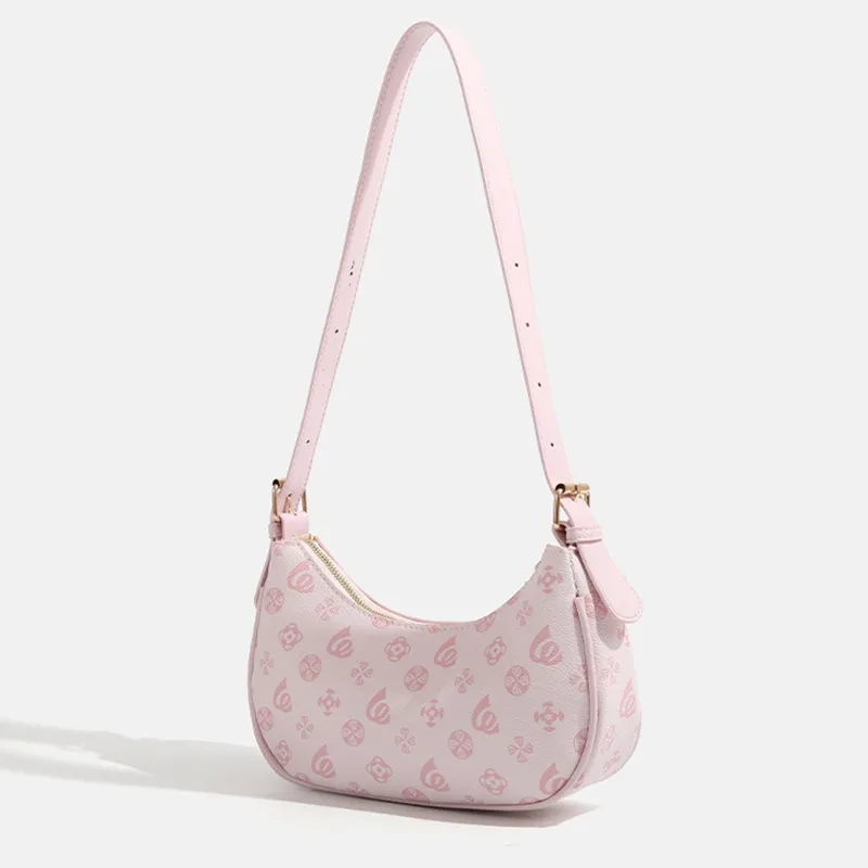 MARKANGARO PU Shoulder Bag Regular Women's Phabet Pink/Dark Brown With Plush Toy-14