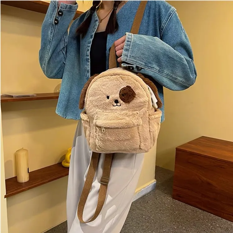 MARKANGARO Fabric Backpack Small Size Unisex Brown-3
