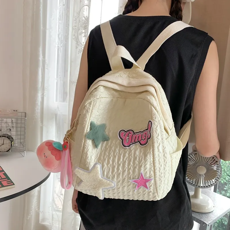 MARKANGARO Fabric Backpack Small Size Women's Yellow/Blue-2