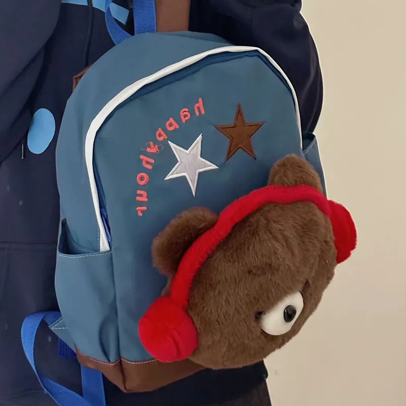 MARKANGARO Nylon Backpack Regular Unisex Red White/Pink Blue-26