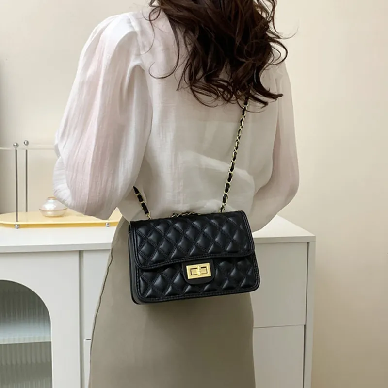 MARKANGARO PU Small Square Bag Regular Women's White/Black-10