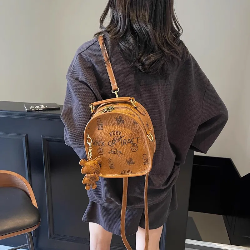 MARKANGARO PU Backpack Women's Brown/Pink-4