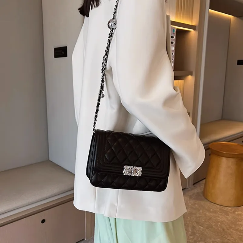MARKANGARO PU Small Square Bag Shoulder Bag Crossbody Bag Regular Women's Black/White-2