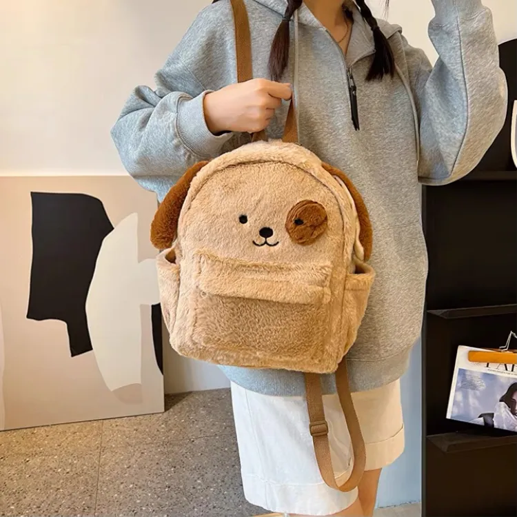 MARKANGARO Fabric Backpack Small Size Unisex Brown-4