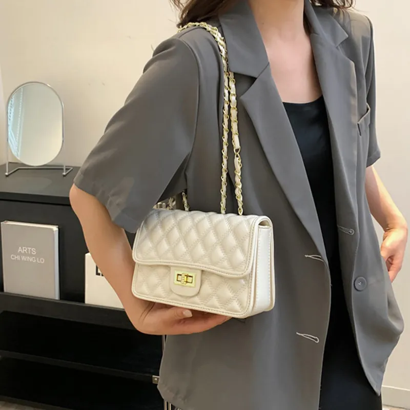 MARKANGARO PU Small Square Bag Regular Women's White/Black-6