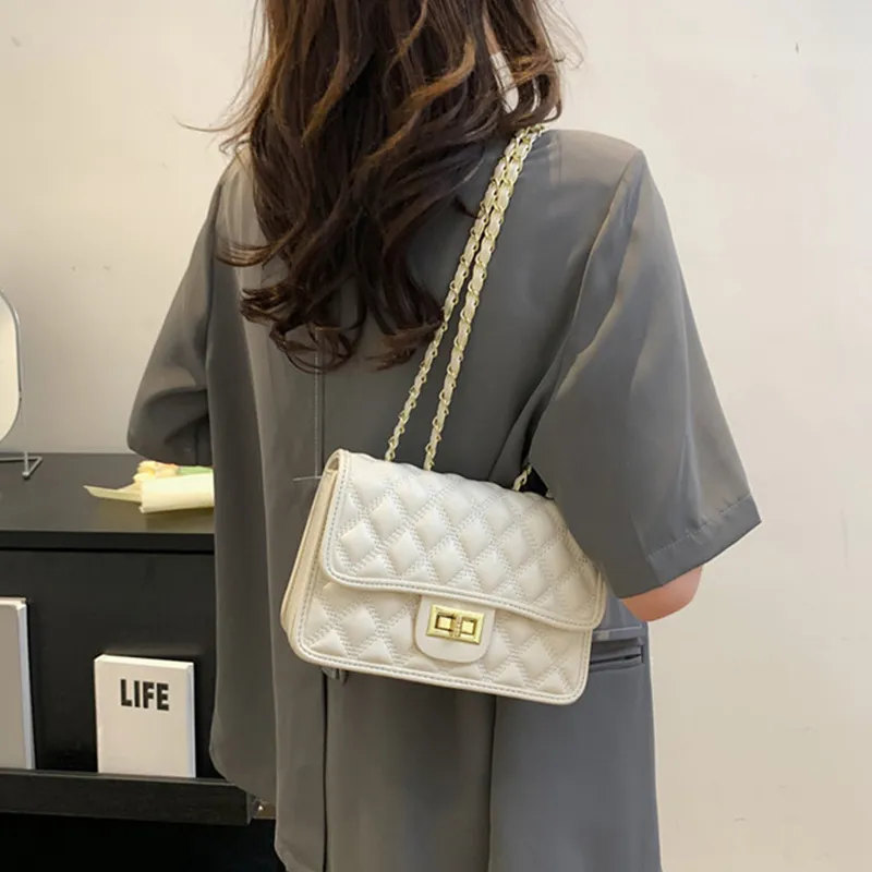 MARKANGARO PU Small Square Bag Regular Women's White/Black-4