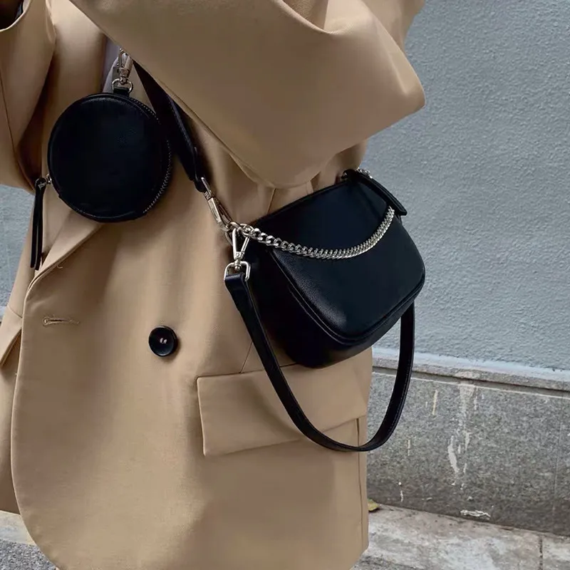 MARKANGARO Pu Small Square Bag One Shoulder Handbag Crossbody Bag Regular Women's Black-5