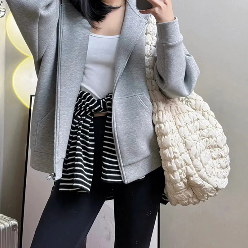 MARKANGARO Fabric Tote Large Size Women's White/Black-4
