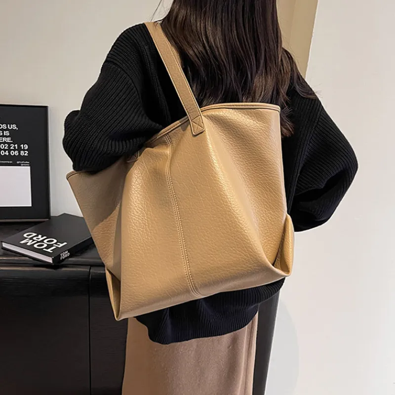 MARKANGARO PU Tote Bag Shopping Bag Handbag Shoulder Bag Medium Size Women's Black/Coffee/Yellow Brown-14