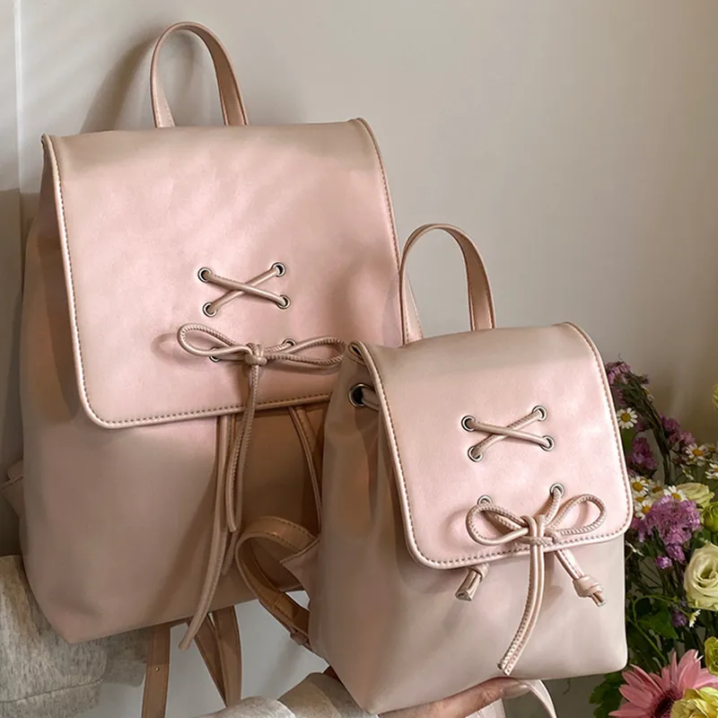 MARKANGARO PU Backpack Regular Women's Ballet Dance Pink/Milk White/White-2