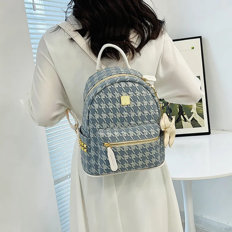MARKANGARO Synthetic Leather Backpack Medium Size Women's Blue+Puppy Charm, Khaki+Puppy Charm/White+Charm/Black+Charm-21