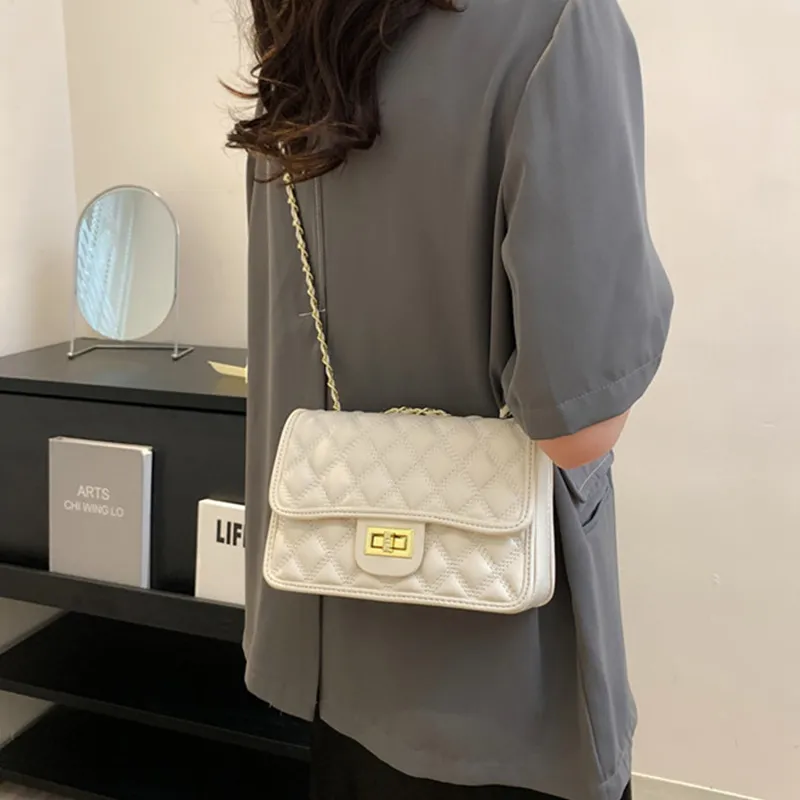 MARKANGARO PU Small Square Bag Regular Women's White/Black-2