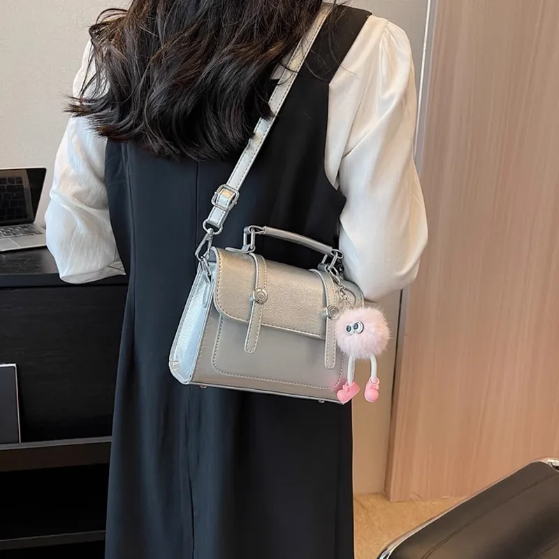 MARKANGARO PU Satchel Bag Handbag Women's Pink/White/Silver/Black-19