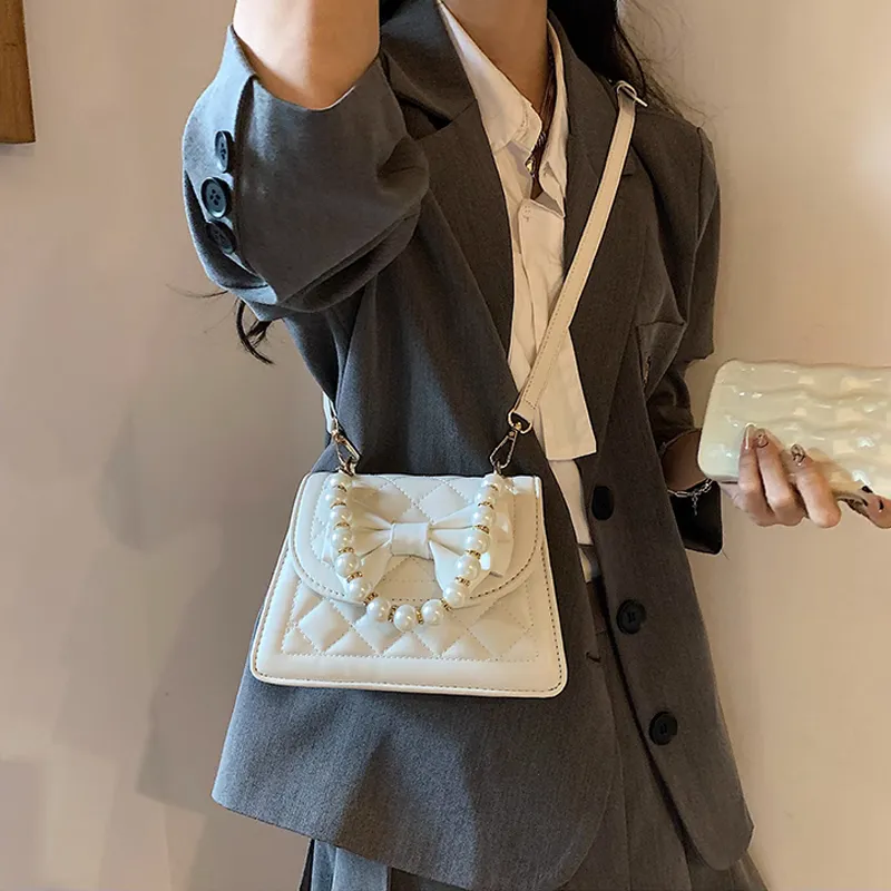 MARKANGARO PU Diamond Pattern Handbag Crossbody Bag Regular Women's White Pink Multicolor-5