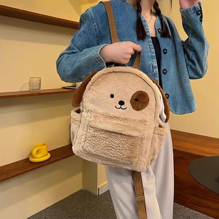 MARKANGARO Fabric Backpack Small Size Unisex Brown-5