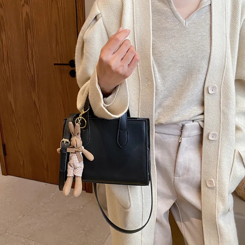 MARKANGARO PU Tote Bag, Shopping Bag, Crossbody Bag, Handbag Medium Size Unisex Black/Coffee/Ecru-3