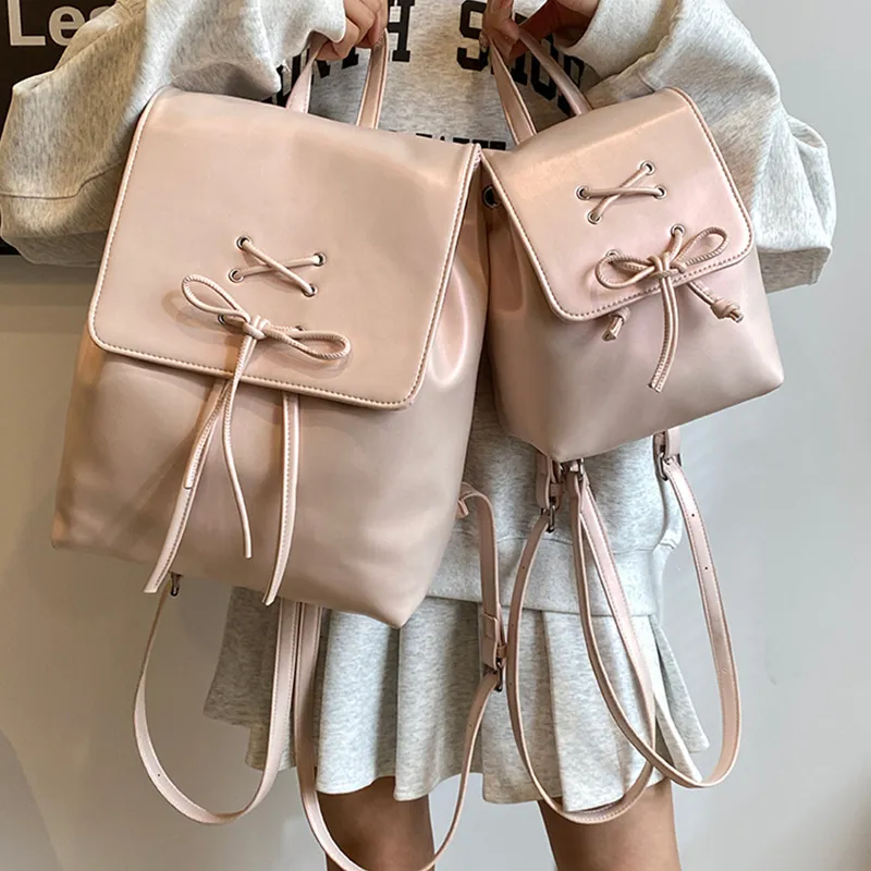 MARKANGARO PU Backpack Regular Women's Ballet Dance Pink/Milk White/White-3