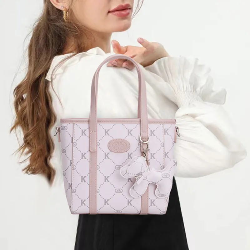 MARKANGARO Synthetic Leather Basket Bag Regular Women's Fresh Look Cream Pink/Glacier Lake Blue-7