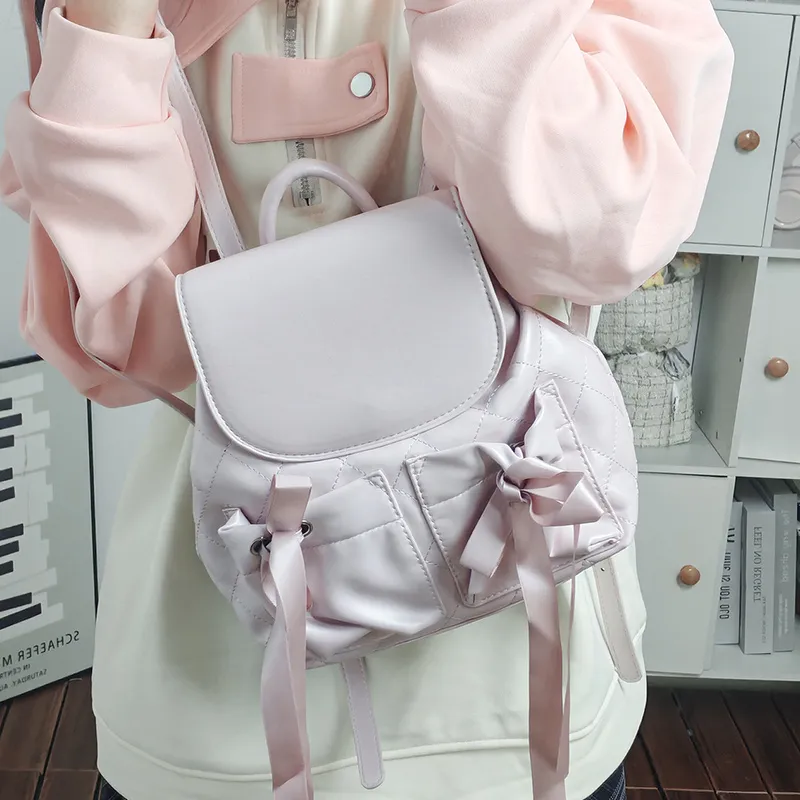 MARKANGARO PU Backpack Regular Women's Pink/White-6