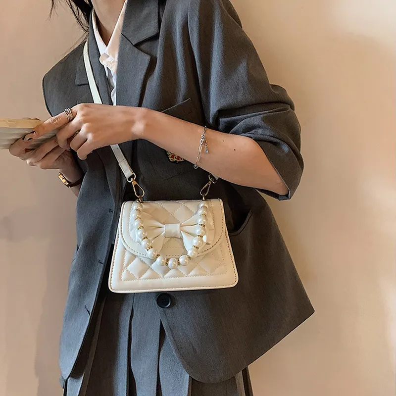 MARKANGARO PU Diamond Pattern Handbag Crossbody Bag Regular Women's White Pink Multicolor-3