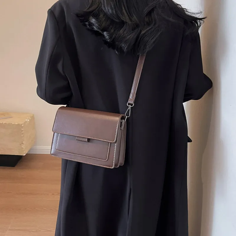 MARKANGARO PU Small Square Bag Regular Women's Black/Coffee/Brown-4