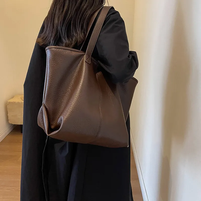 MARKANGARO PU Tote Bag Shopping Bag Handbag Shoulder Bag Medium Size Women's Black/Coffee/Yellow Brown-8