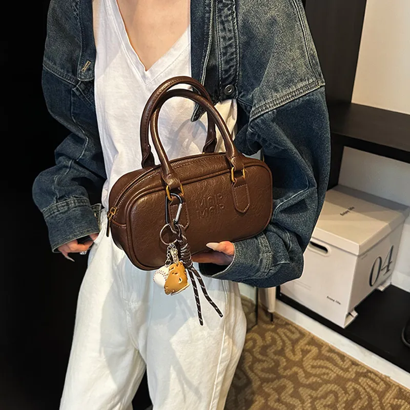 MARKANGARO Synthetic Leather Shoulder Bag Crossbody Bag Handbag Regular Women's Obsidian Black/Nutty Brown/Almond Brown-12