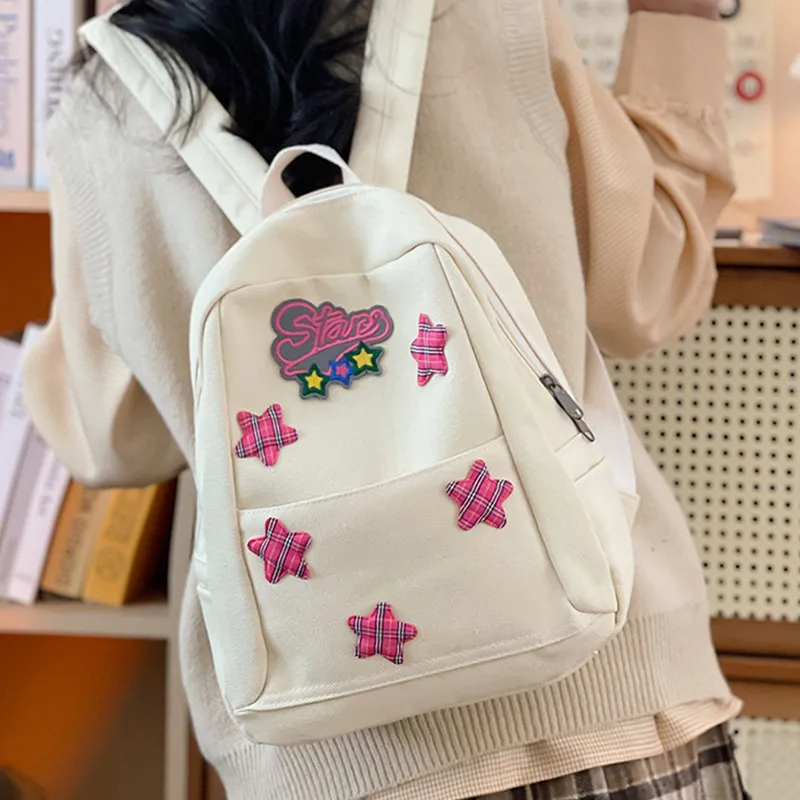 MARKANGARO Nylon Backpack Regular Women's White/Brown-3