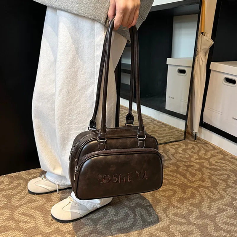 MARKANGARO PU Bowling Bag Regular Women's Black/Brown/Coffee-25