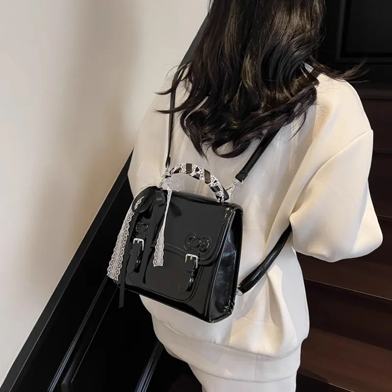 MARKANGARO PU Backpack Regular Women's Black/Pink/Brown/Silver-2