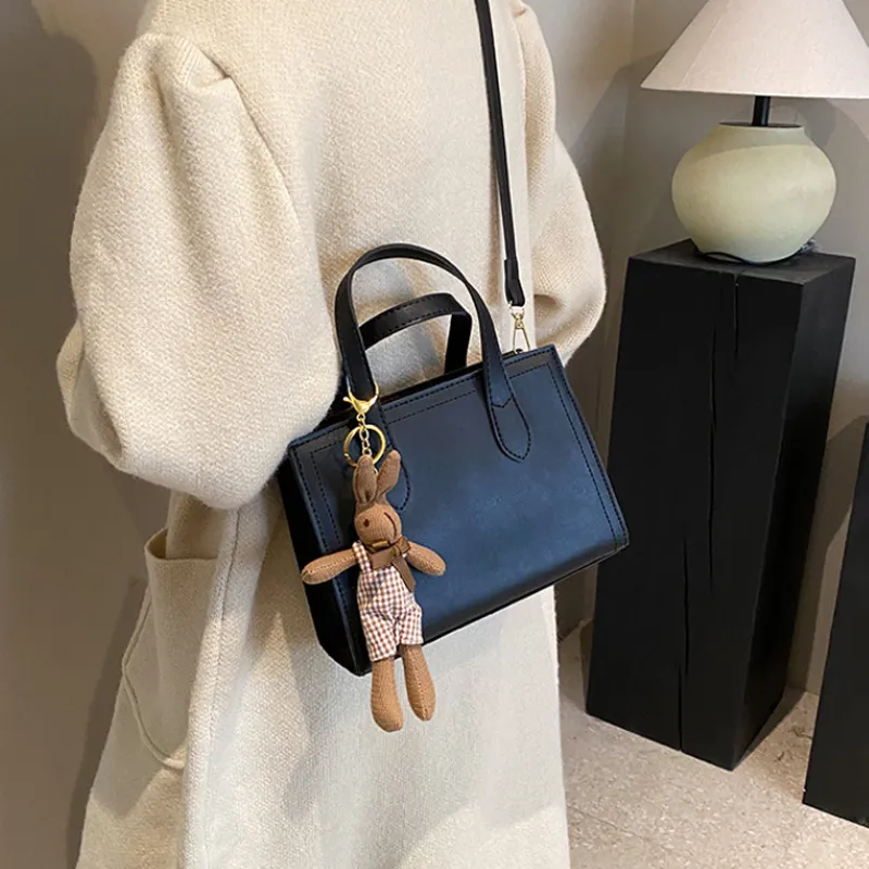 MARKANGARO PU Tote Bag, Shopping Bag, Crossbody Bag, Handbag Medium Size Unisex Black/Coffee/Ecru-4