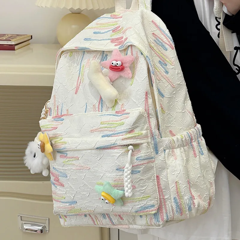MARKANGARO Nylon Backpack Regular Women's Black/White-8