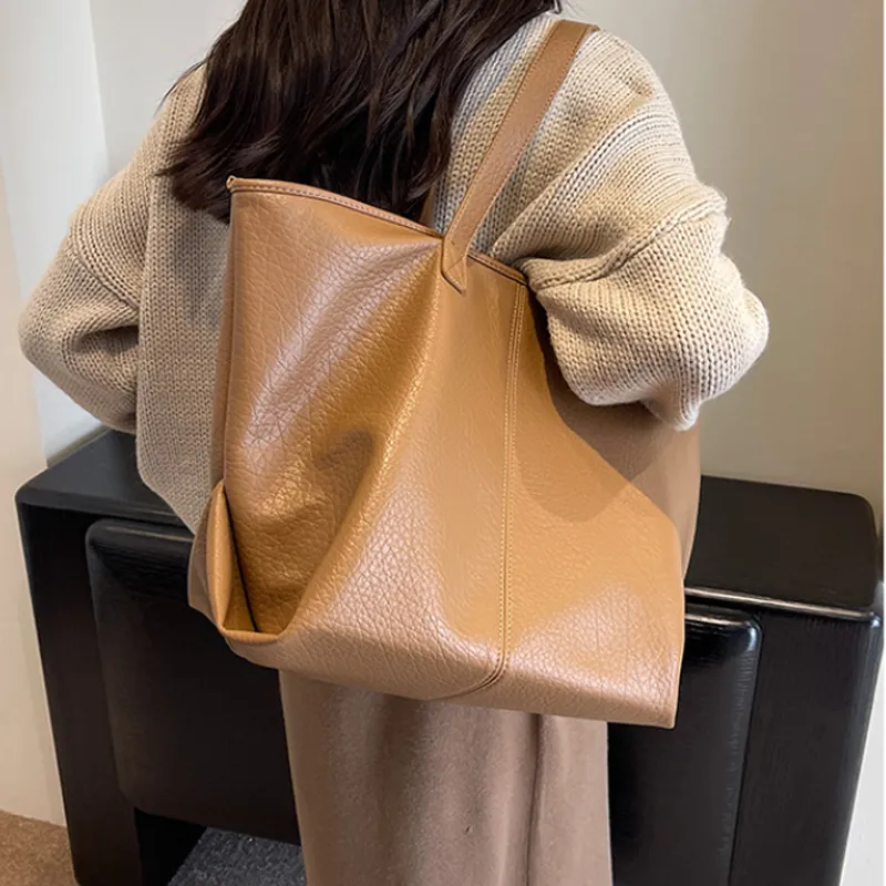 MARKANGARO PU Tote Bag Shopping Bag Handbag Shoulder Bag Medium Size Women's Black/Coffee/Yellow Brown-12