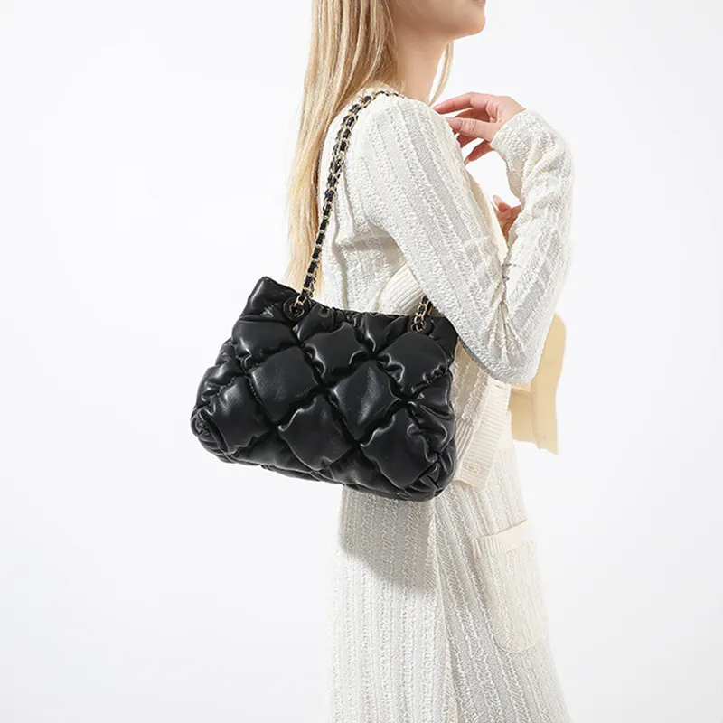 MARKANGARO PU Tote Portable Crossbody Bag Shoulder Bag Regular Women's Black/White-4