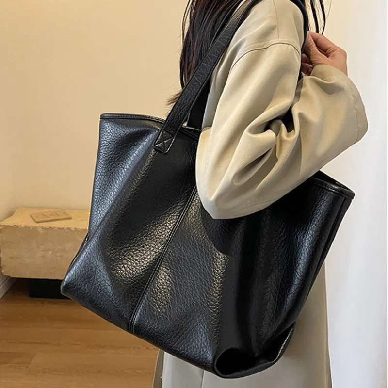 MARKANGARO PU Tote Bag Shopping Bag Handbag Shoulder Bag Medium Size Women's Black/Coffee/Yellow Brown-2