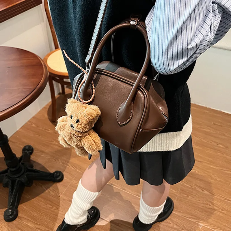 MARKANGARO Synthetic Leather Crossbody Bag Regular Women's Brown/Coffee/Black-10