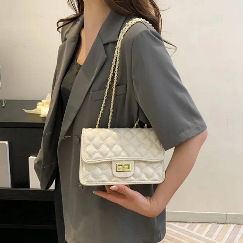 MARKANGARO PU Small Square Bag Regular Women's White/Black-7