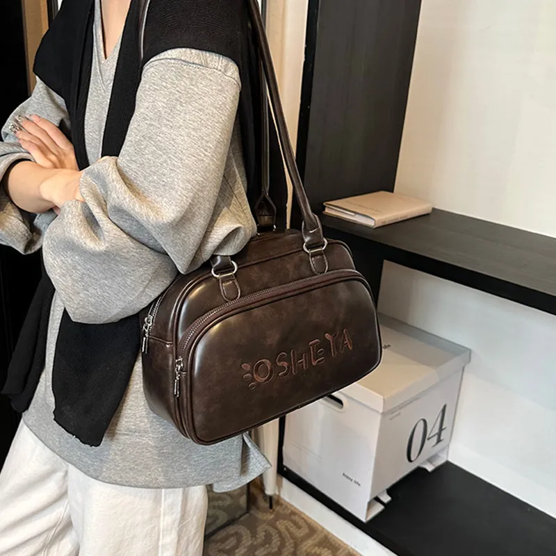 MARKANGARO PU Bowling Bag Regular Women's Black/Brown/Coffee-19