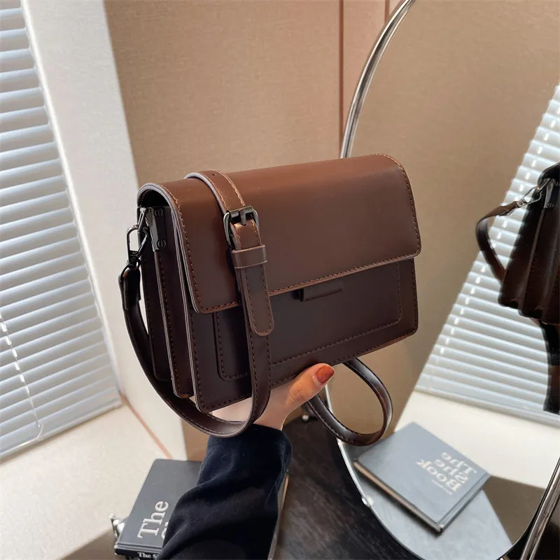 MARKANGARO PU Small Square Bag Regular Women's Black/Coffee/Brown-3