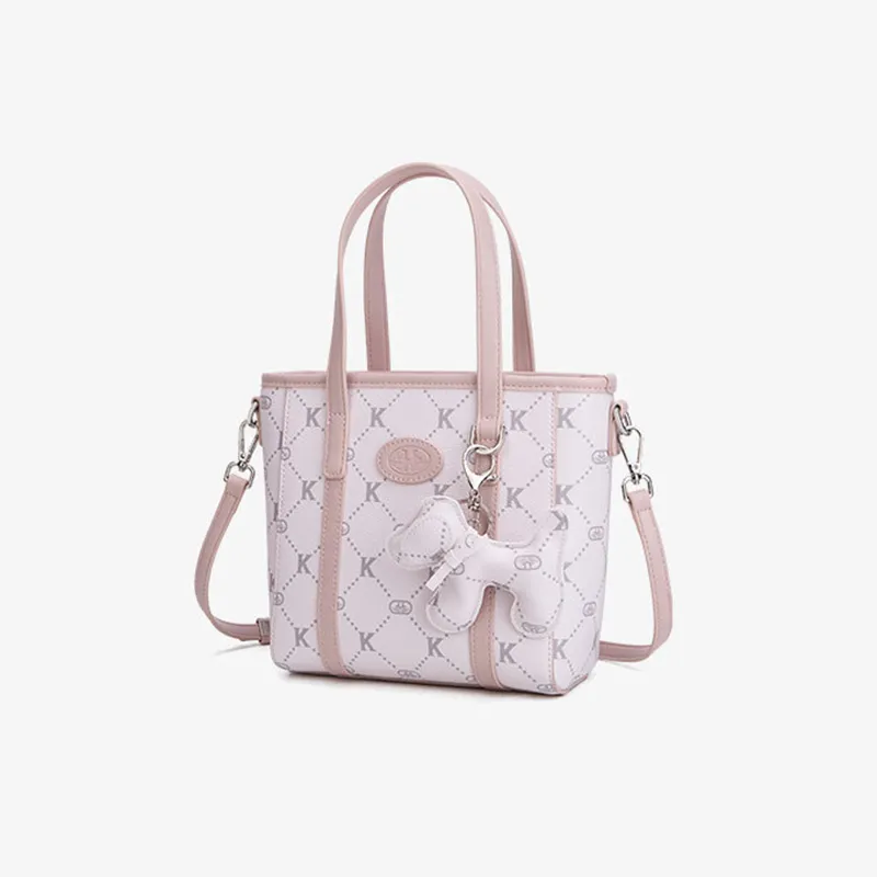 MARKANGARO Synthetic Leather Basket Bag Regular Women's Fresh Look Cream Pink/Glacier Lake Blue-2