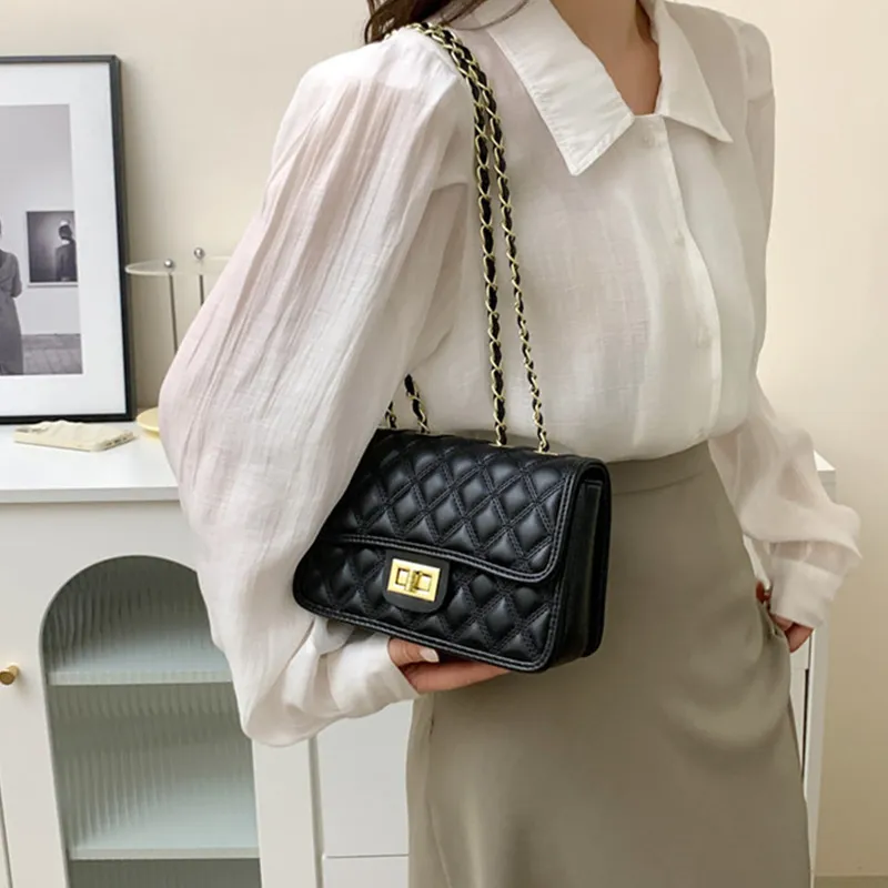 MARKANGARO PU Small Square Bag Regular Women's White/Black-13