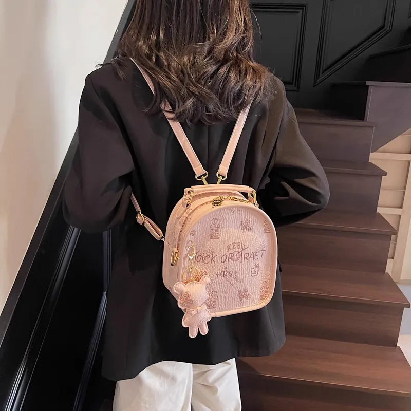 MARKANGARO PU Backpack Women's Brown/Pink-10