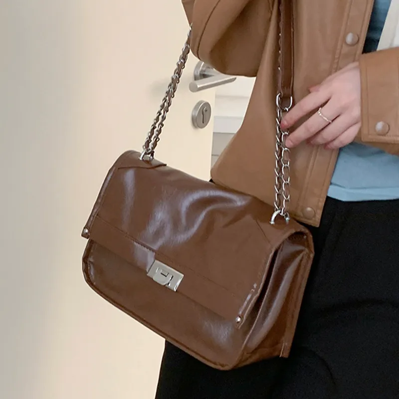 MARKANGARO PU Tote Medium Size Unisex Black/Coffee/Brown-9