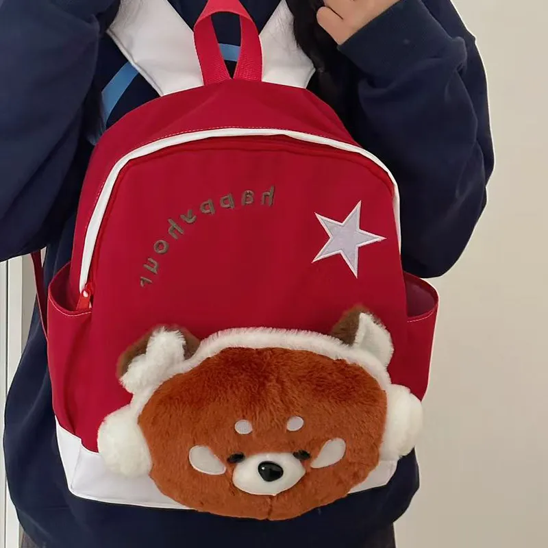 MARKANGARO Nylon Backpack Regular Unisex Red White/Pink Blue-6