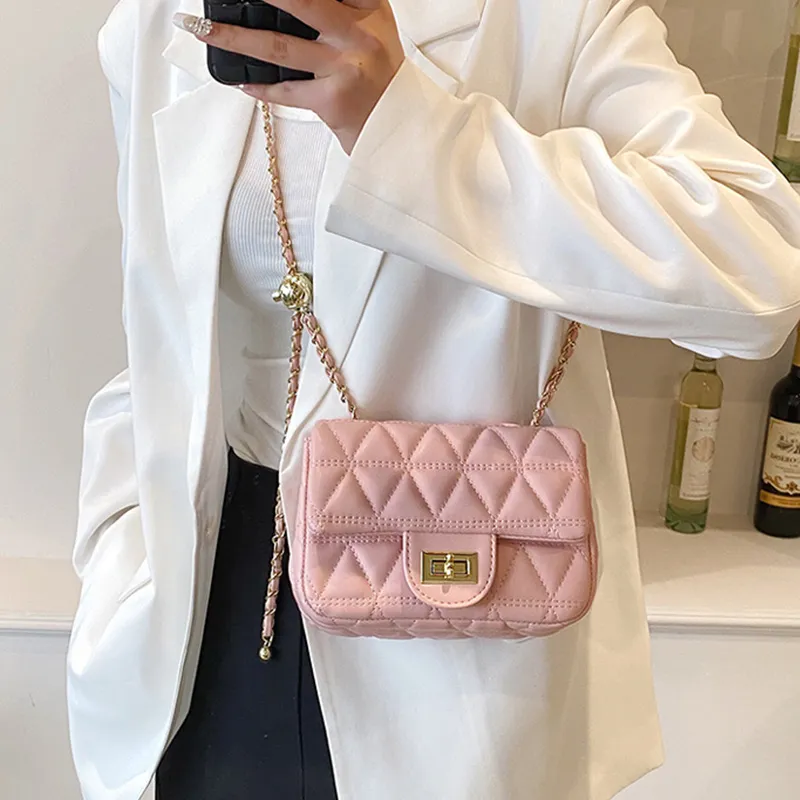 MARKANGARO PU Small Square Bag Shoulder Bag Crossbody Bag Regular Women's Black/Ecru/Pink-5