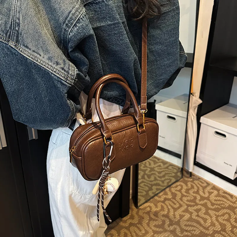 MARKANGARO Synthetic Leather Shoulder Bag Crossbody Bag Handbag Regular Women's Obsidian Black/Nutty Brown/Almond Brown-13