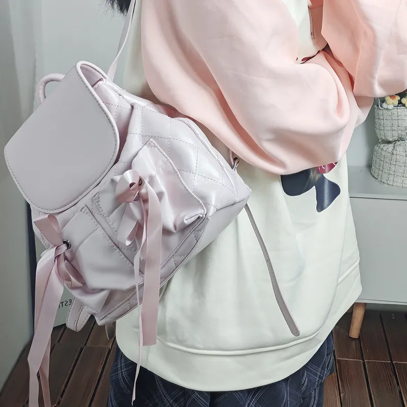 MARKANGARO PU Backpack Regular Women's Pink/White-5